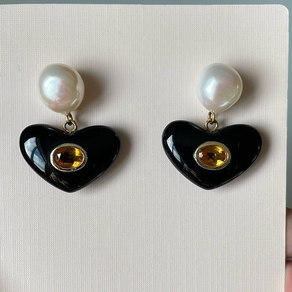 Lizzie Fortunato Enamored Earrings Black Agate - Picture 10 of 13